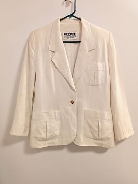 Vintage Linen Cream Women's Blazer Jacket